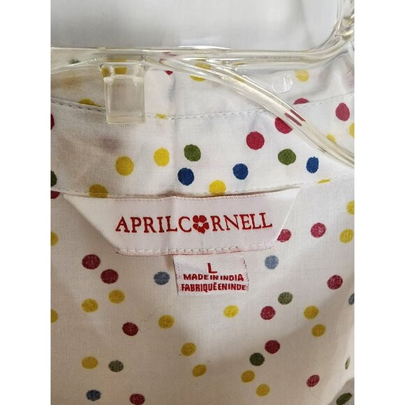 April Cornell Dress Womens Large Colorful Polka Dot Cap Sleeve Tie Waist - Picture 3 of 5